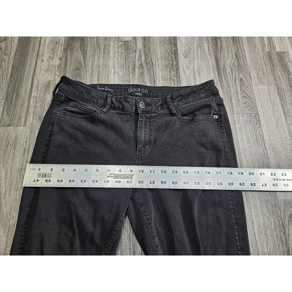 Decree Jeans Womens 13 Black Super Skinny Charcoal Wash Distressed Denim - Picture 10 of 13
